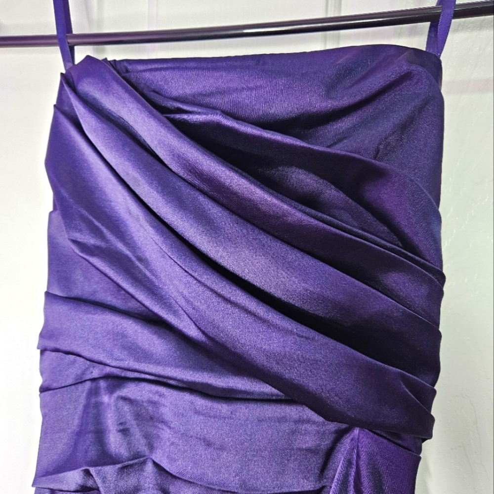 Le Chateau Strapless Satin Formal Dress, Purple, XXS, Made In Canada
